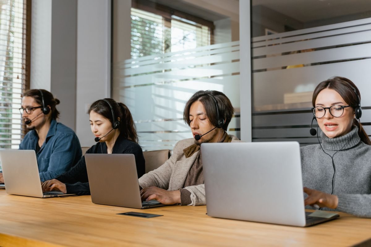 Two people working together at home